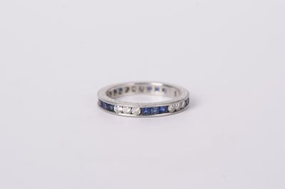 Platinum 4.07g 1.00ctw Sapphire &amp; Diamond Art Deco Band (size 6)
