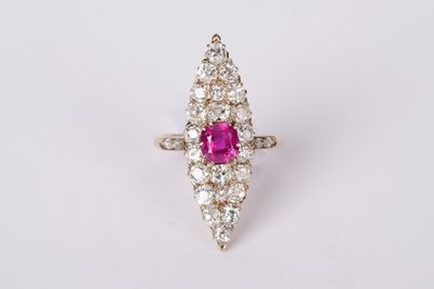 DTPT-14KY 4.36g 4.10ctw (1.20ctr) Ruby &amp; Diamond Victorian Ring (size 6)