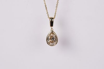 14KY 3.84g 2.04ct Champagne/I1 Diamond Solitaire Pendant 18&quot;
