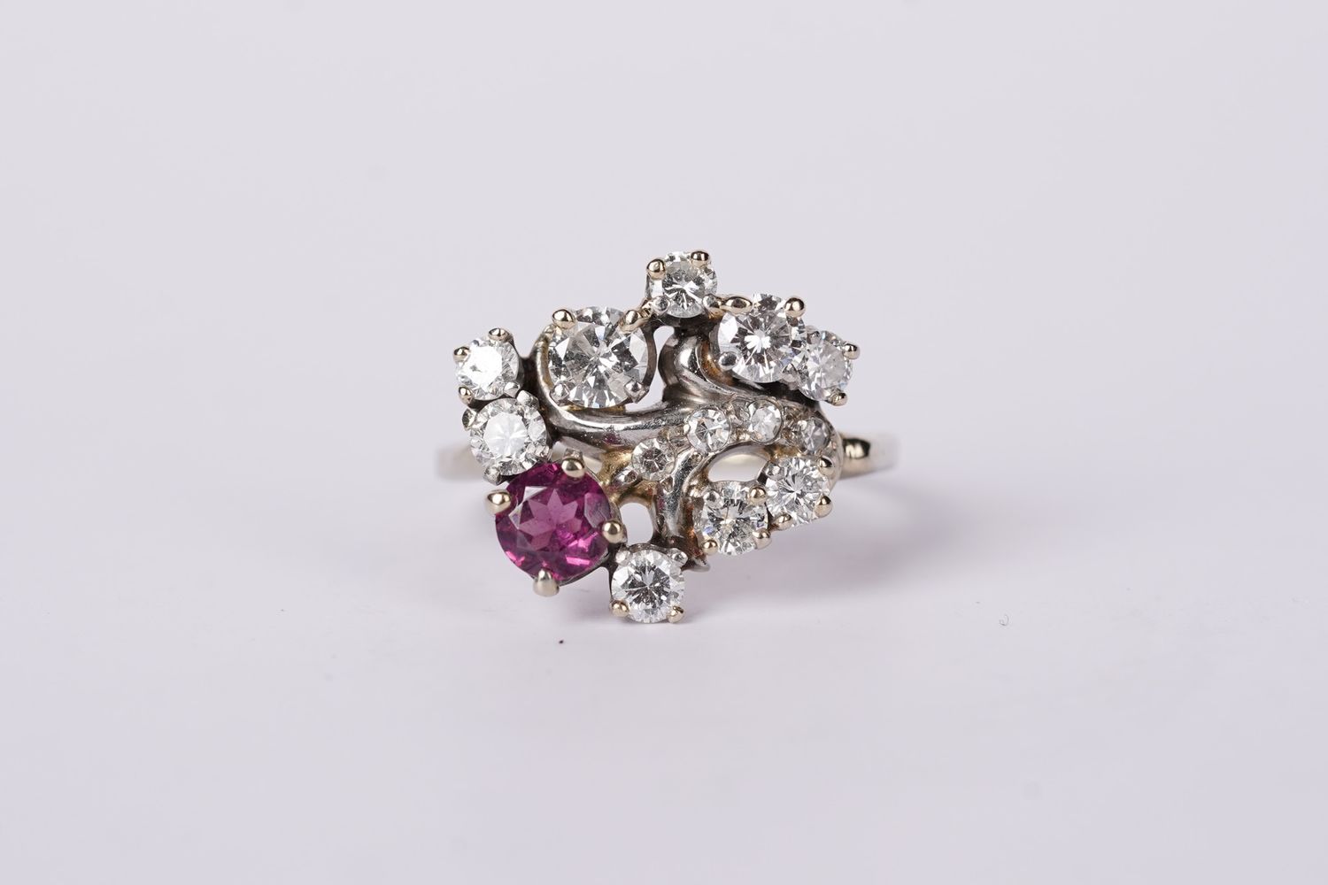 NETX-14KW 5.0g 1.75ctw Tourmaline &amp; Diamond Antique Ring (size 8.75)