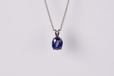 IETX- 14KW 2.93g 1.88ct Tanzanite Solitaire Pendant 16-18&quot;