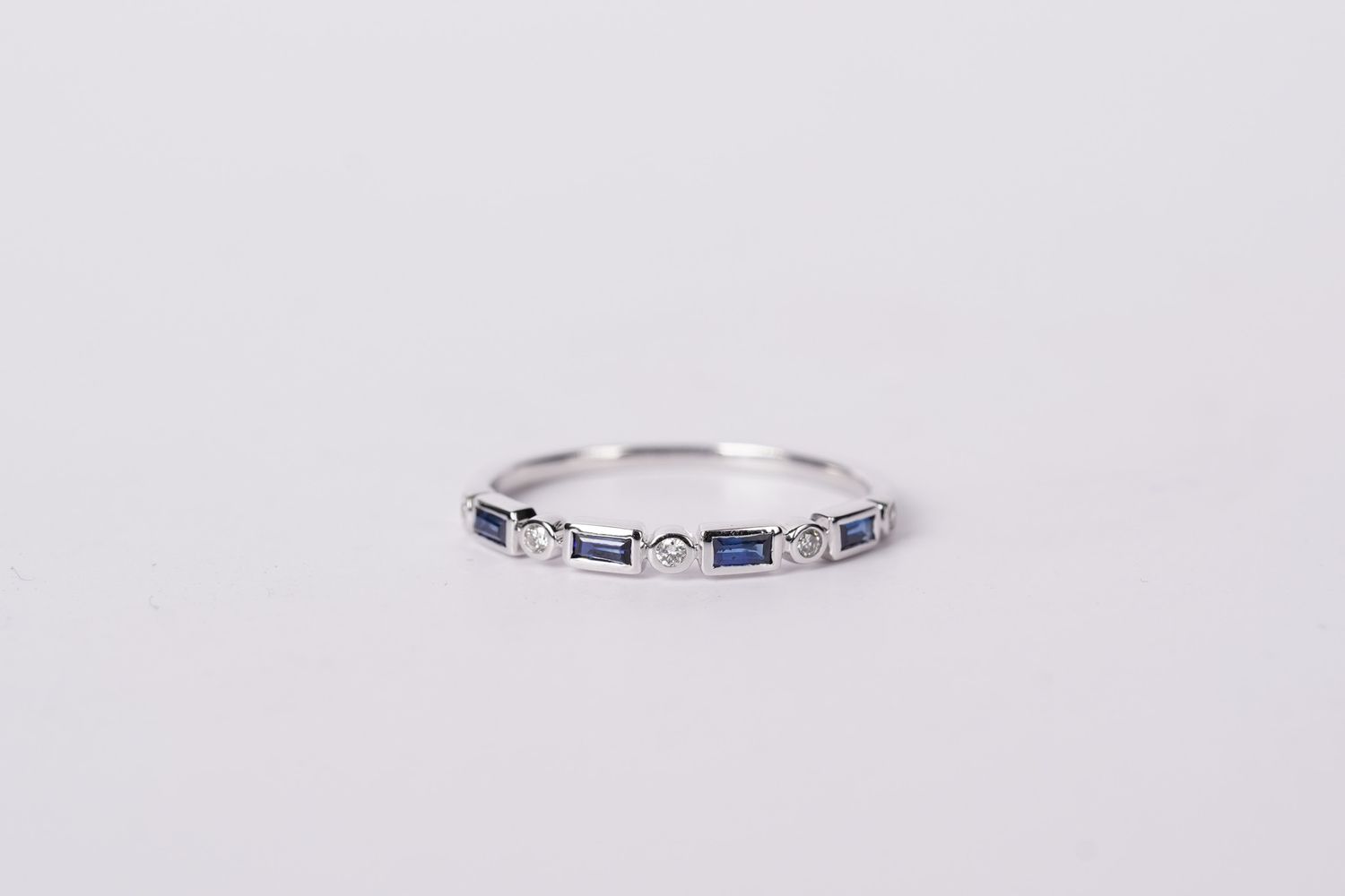 VLE- 14KW 1.2g .34ctw Sapphire &amp; Diamond Stackable Band (size 7)