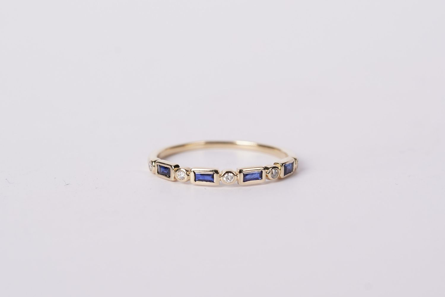 VLE- 14KY 1.2g .34ctw Sapphire &amp; Diamond Stackable Band (size 7)