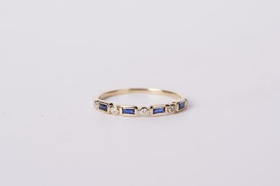 VLE- 14KY 1.2g .34ctw Sapphire &amp; Diamond Stackable Band (size 7)