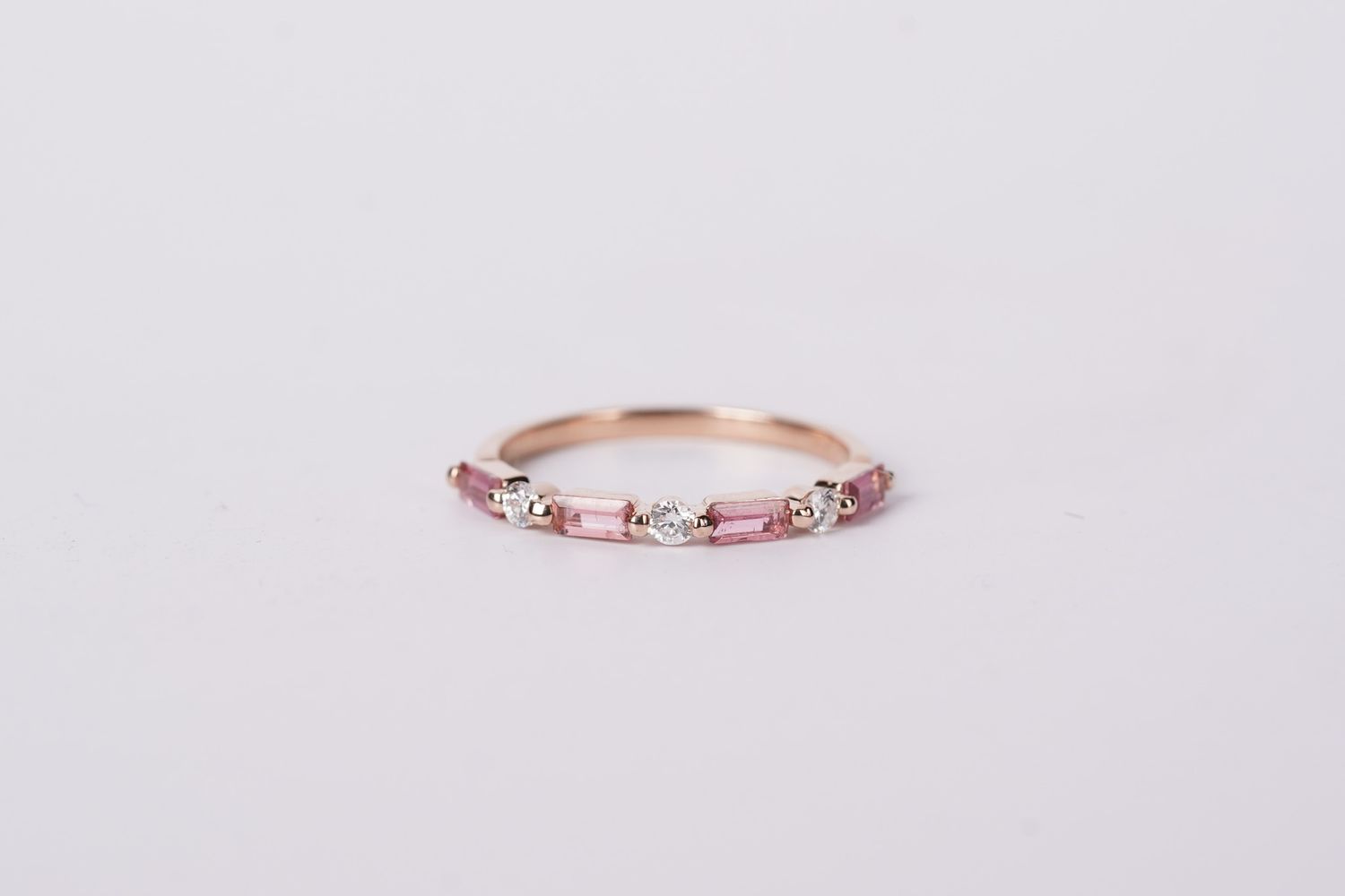 AAE-14KR 1.4g .45ctw .25ctw Tourmaline &amp; Diamond Stackable Band (size 6.5)