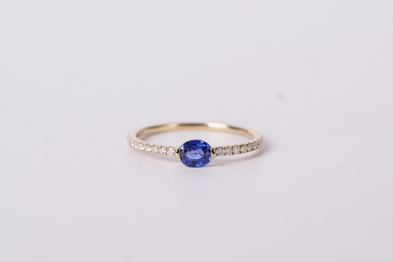 NNR- 14KY 1.2g .46ctw Sapphire &amp; Diamond Fashion Ring (size 7)