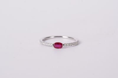 NAV- 14KW 1.2g .46ctw Ruby &amp; Diamond Fashion Ring (size 7)