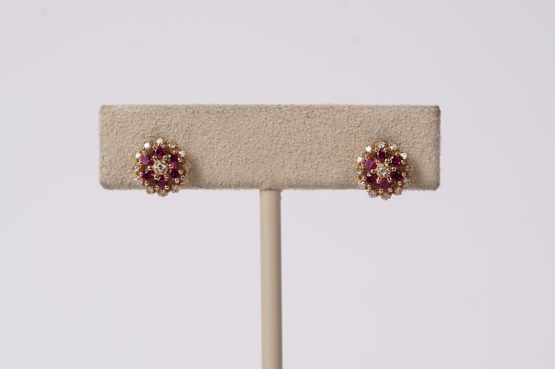 VBE- 14KY 1.74g .60ctw Ruby &amp; Diamond Earrings