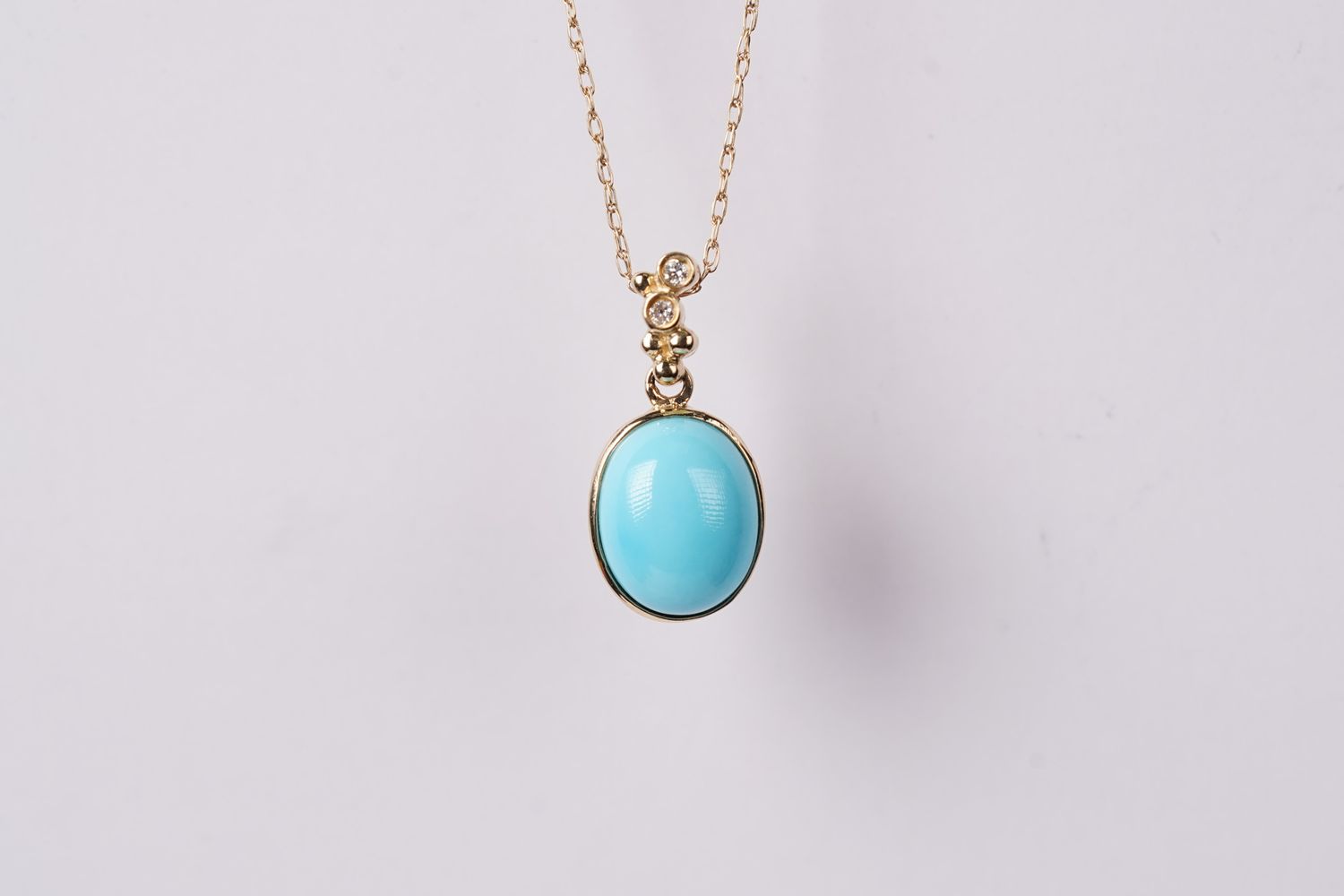 VNI- 14KY 1.9g 2.58ctw Turquoise &amp; Diamond Pendant 18&quot;