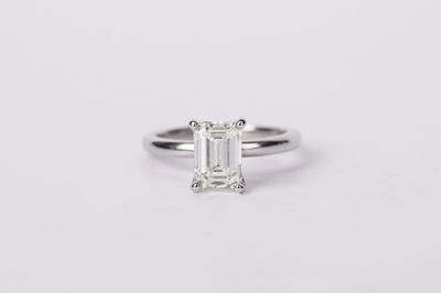 BATPX- 14KW 2.79g 1.54ct I/IF Emerald Diamond Solitaire Engagement Ring (size 5)