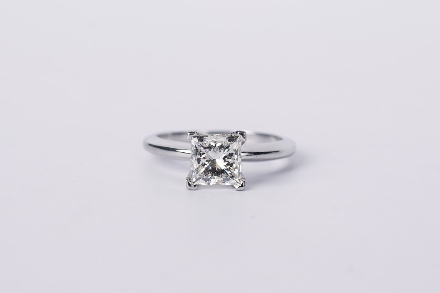 BDTT- Platinum 6.01g 2.13ct L/I1 GIA Princess Cut Diamond Solitaire Engagement Ring (size 7.5)