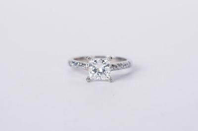 INTT- 14KW 4.03g 2.01ct F/SI1 GIA Princess Cut Diamond Solitaire Engagement Ring (size 7)