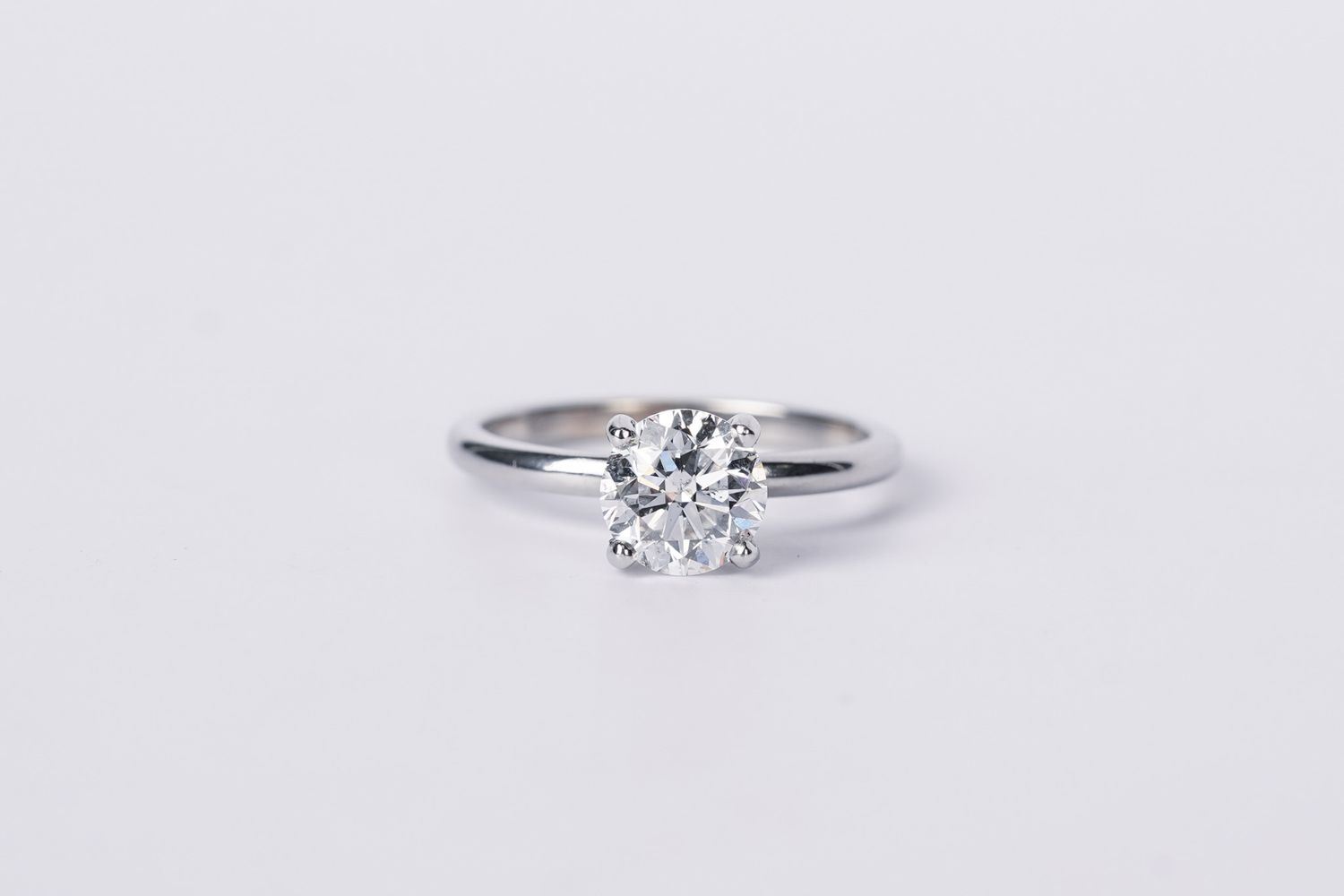 RRTT- 14KW 2.83g 1.52ct F/SI2 Round Diamond Solitaire Engagement Ring (size 6.75)
