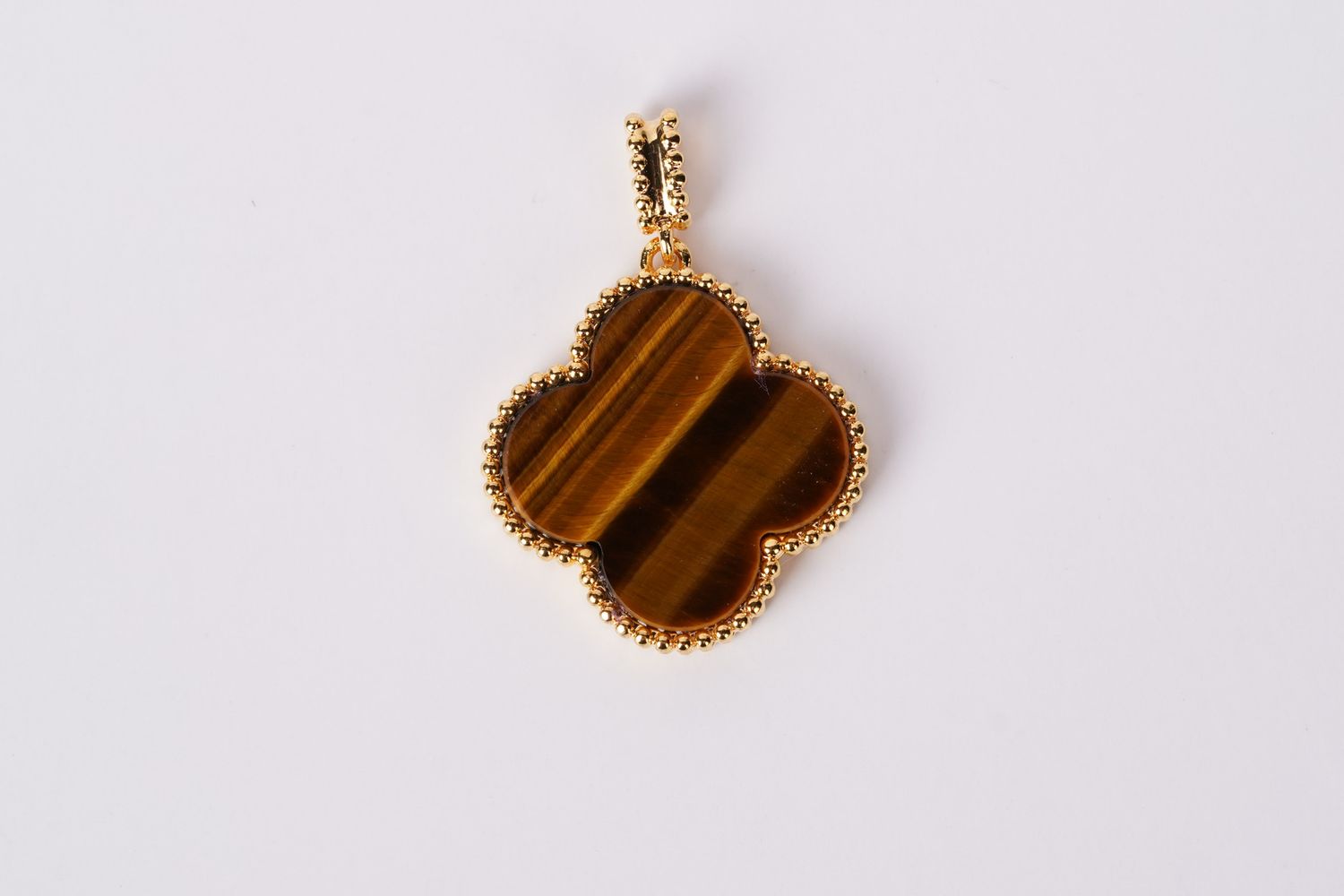 ITX- 18KY 1.90g  Tiger Eye Alhambra Pendant (Pendant Only)