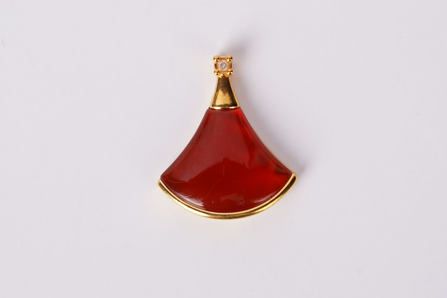ITX- 18KY 1.1g Carnelian &amp; Diamond Fashion Pendant (Pendant Only)