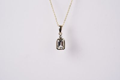 VNE- 10KY 1.87g .78ctw Aquamarine &amp; Diamond Bezel Pendant 18&quot;