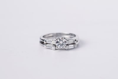 VVTT- Platinum 8.7g 1.10ctw (.60ctr)G/SI2 Round Diamond Wedding Set (size 6.5)