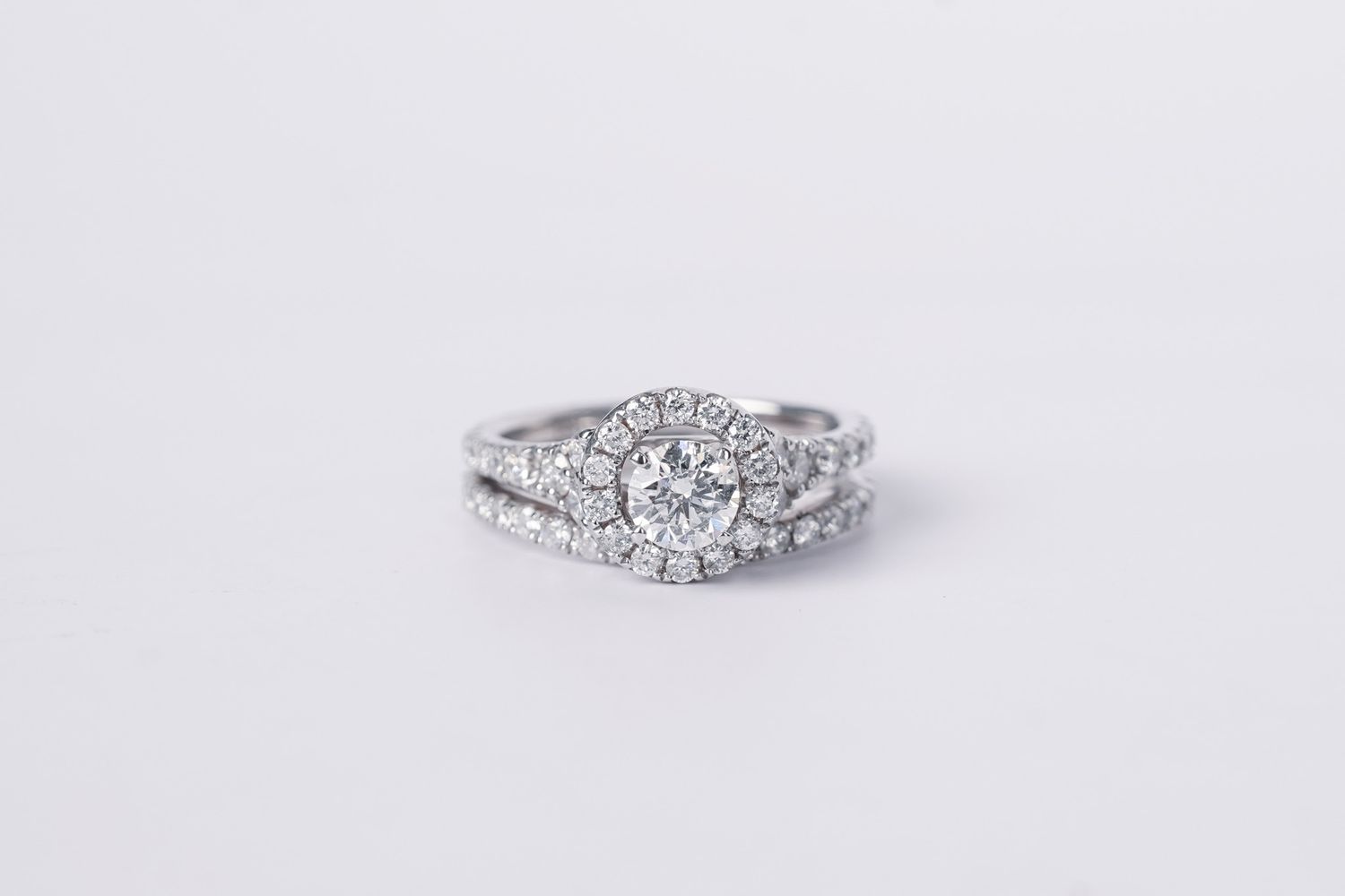 14KW 4.4g 1.20ctw (.52ctr) H/SI2 Round Diamond Halo Engagement Ring (size 5)
