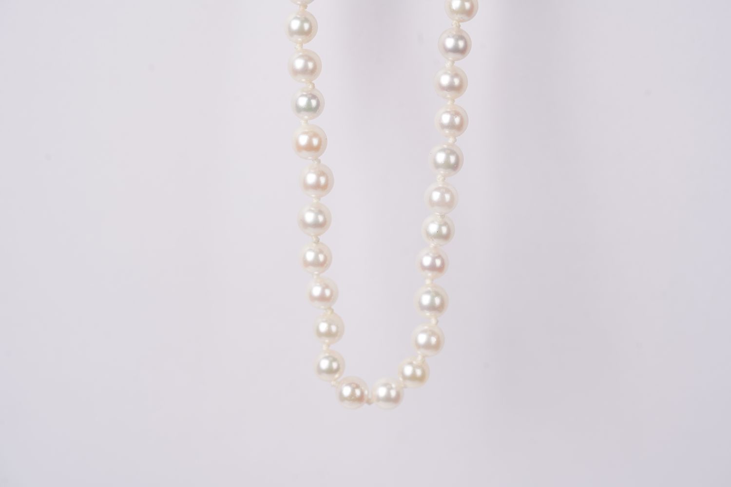 VET- 14KY 4.5-5.5mm Half Pearl Strand Necklace 16&quot;
