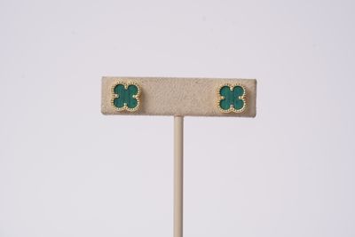 LLX- 14KY 1.64g Malachite Stud Earrings