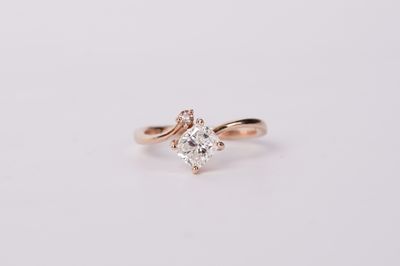 14KR 2.9g 1.05tw (1.01ctr) H/SI1 Clarity Enhanced Cushion Diamond Bypass Engagement Ring (size 7)