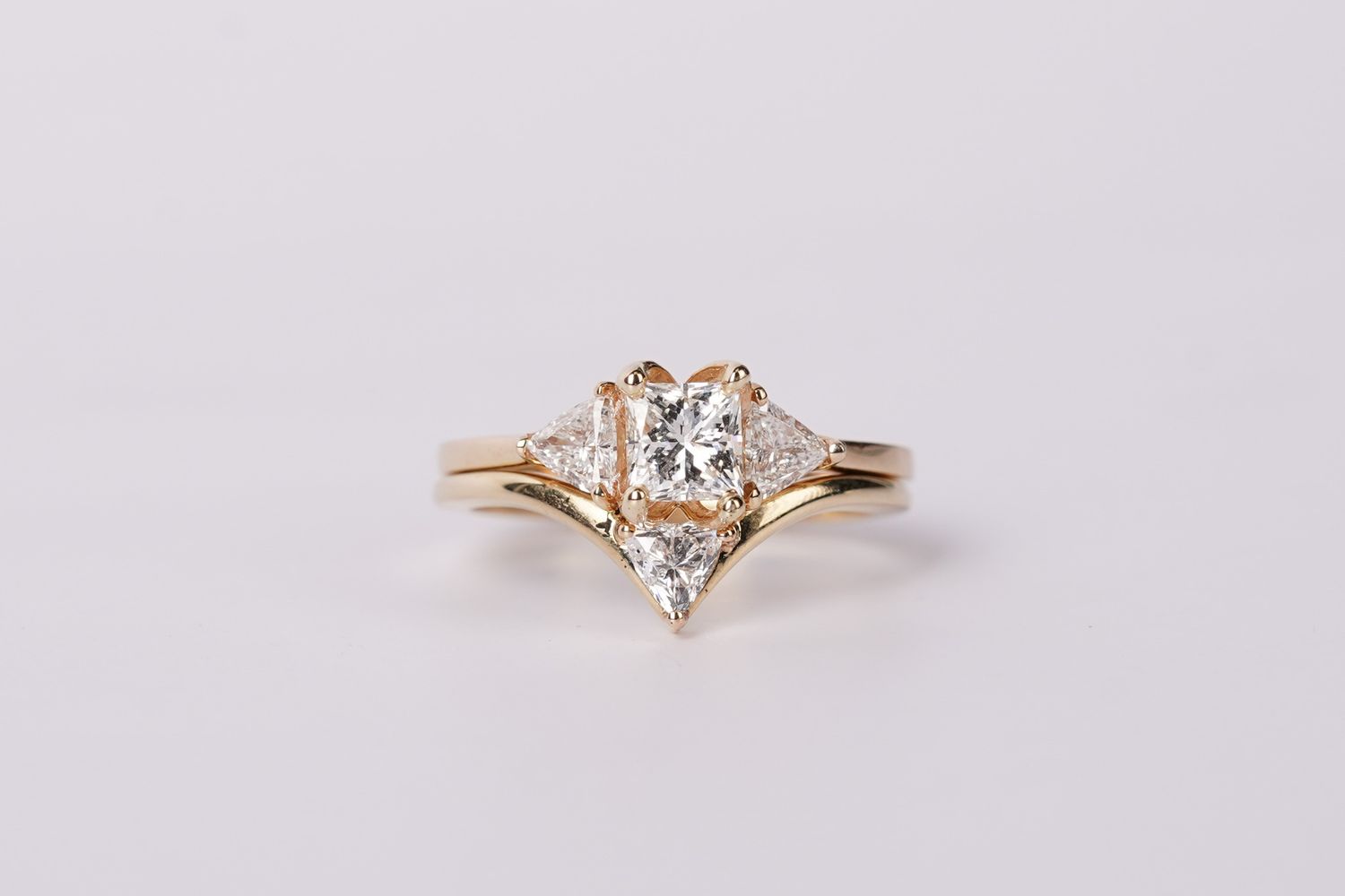 ANTT- 14KY 4.29g 1.70ctw ( .78ctr) G/SI2 Diamond Three Stone Wedding Set (size 6.5)