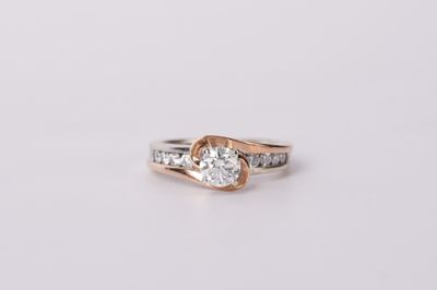 AET- 14K Two Tone 4.22g .75ctw (.60ctr) G/I1 Round Diamond Engagement Ring (size 5)