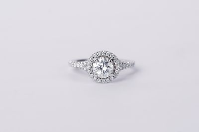 LTTX- 14KW 3.40g 1.20ctw (.86ctr) E/I1 EGL Diamond Halo Engagement Ring (size 5.25)