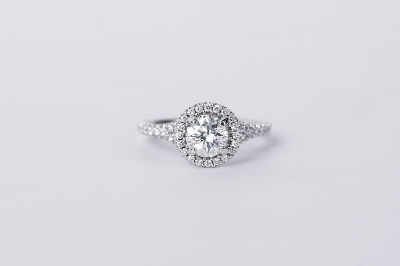 LTTX- 14KW 3.40g 1.20ctw (.86ctr) E/I1 EGL Diamond Halo Engagement Ring (size 5.25)