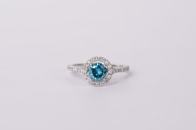14KW 2.5g 1.56ctw (1.02ctr) FB/I1 Round Diamond Halo Engagement Ring (size 6)