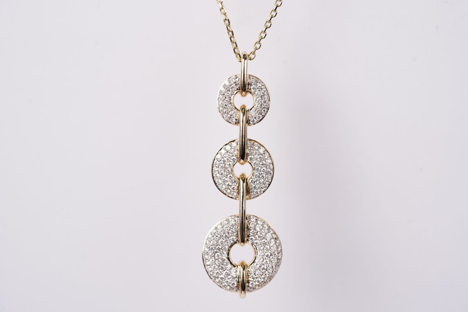 VITT- 14KY 10.24g 1.15ctw Diamond Pave Dangle Necklace 16-18&quot;