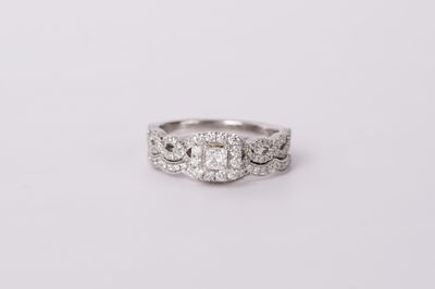14KW 7.54g 1.25TW (.33ctr) G/SI2 Neil Lane Princess Cut Diamond Halo Wedding Set (size 7.75)