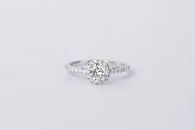 14KW 2.49g 1.18ctw (.70ctr) J/VS2 Old European Cut Diamond Halo Engagement Ring (size 6.5)