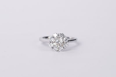 VITT-14KW 3.54g 2.00CTW (.85ctr) L/VS2 Old European Cut Diamond Halo Engagement Ring (size 7)