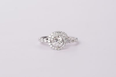 14KW 3.1g 1.00ctw (.50ctr) I/SI2 Old Mine Cut Diamond Spiral Halo Engagement Ring (size 7)
