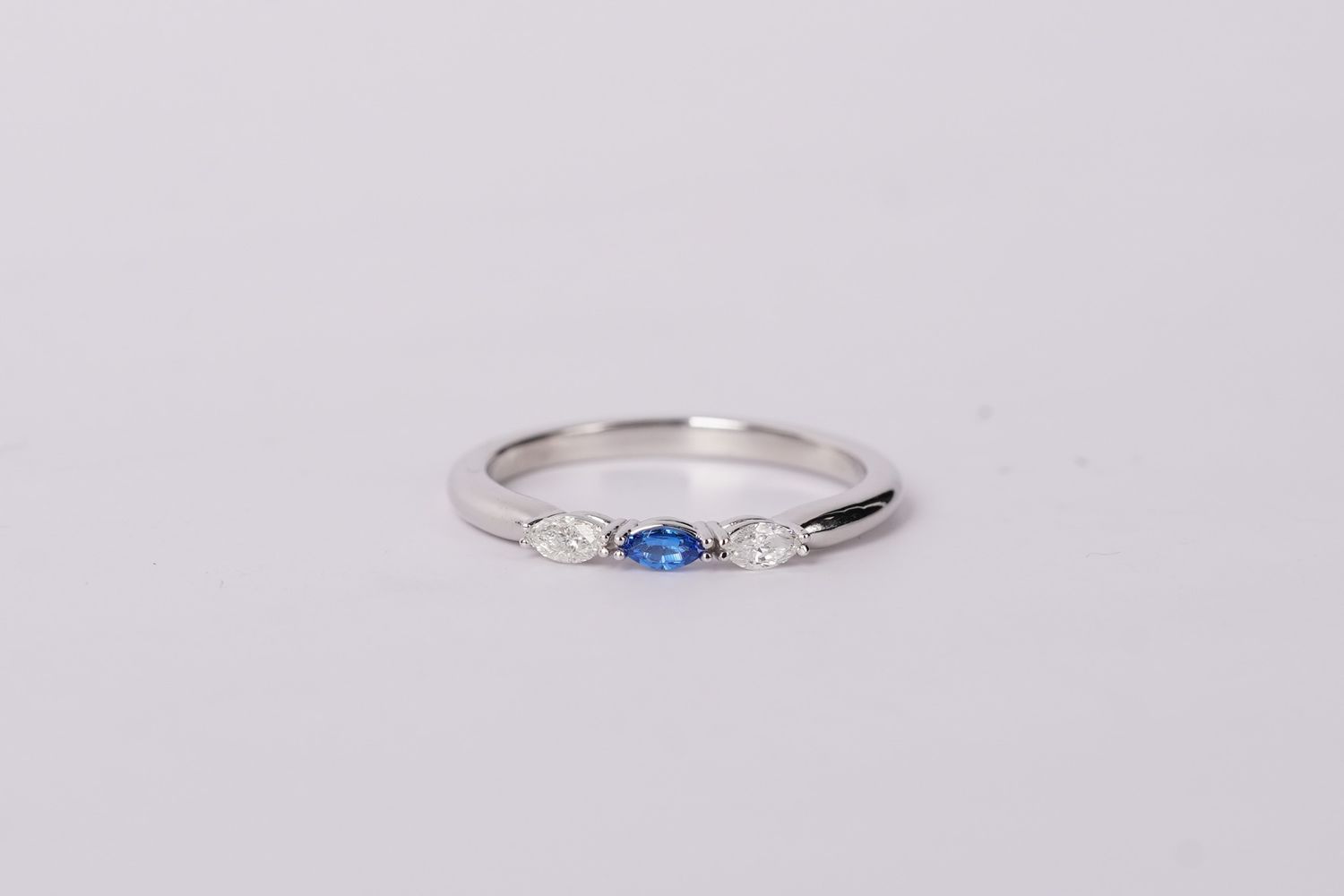 NAT- 14KW 2.18g .25ctw Sapphire &amp; Diamond Stackable Ring (size 6.75)