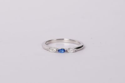 NAT- 14KW 2.18g .25ctw Sapphire &amp; Diamond Stackable Ring (size 6.75)