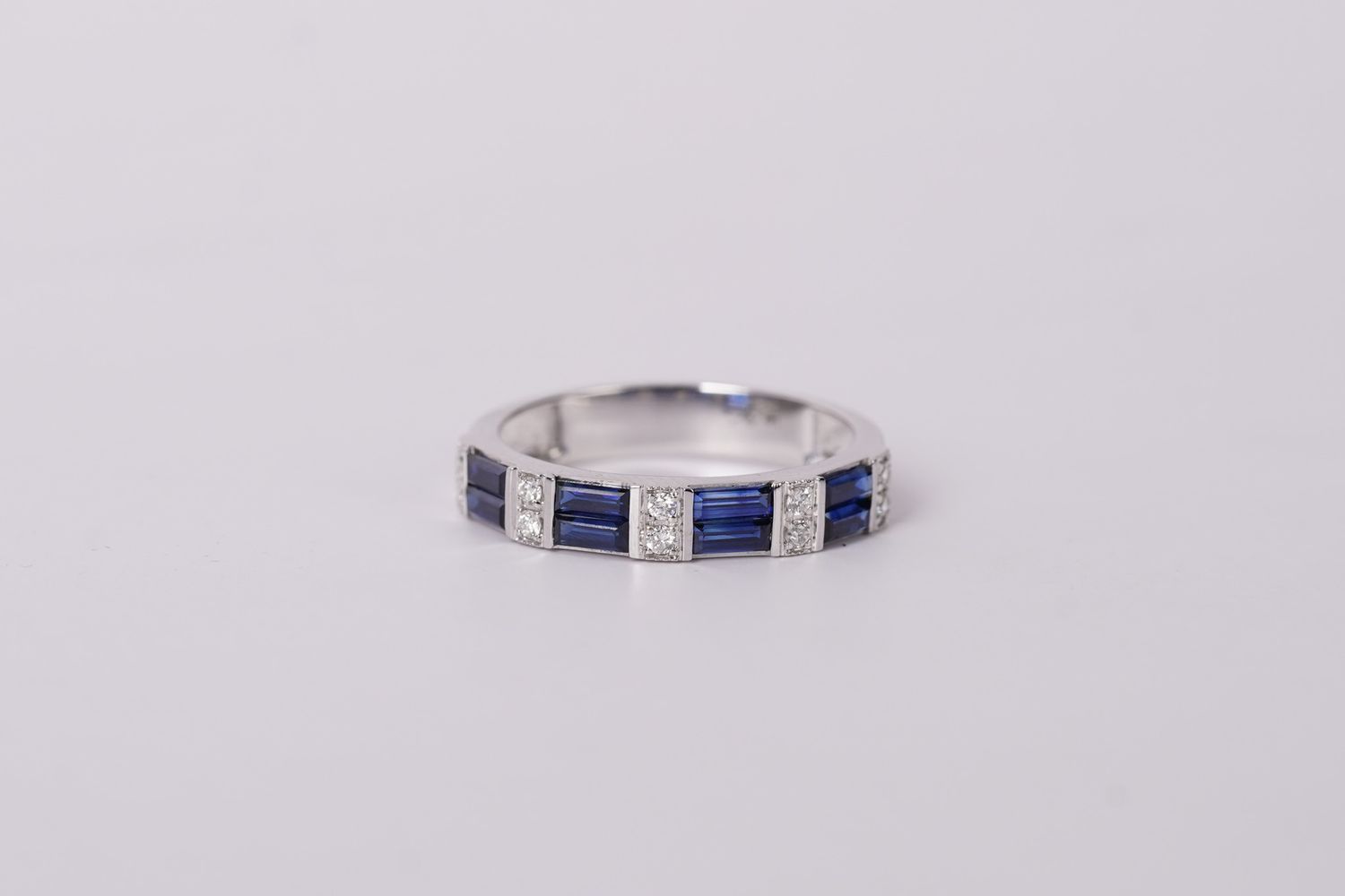 ENEX- 14KW 2.22g .99ctw Sapphire &amp; Diamond Stackable Band (size 6.75)