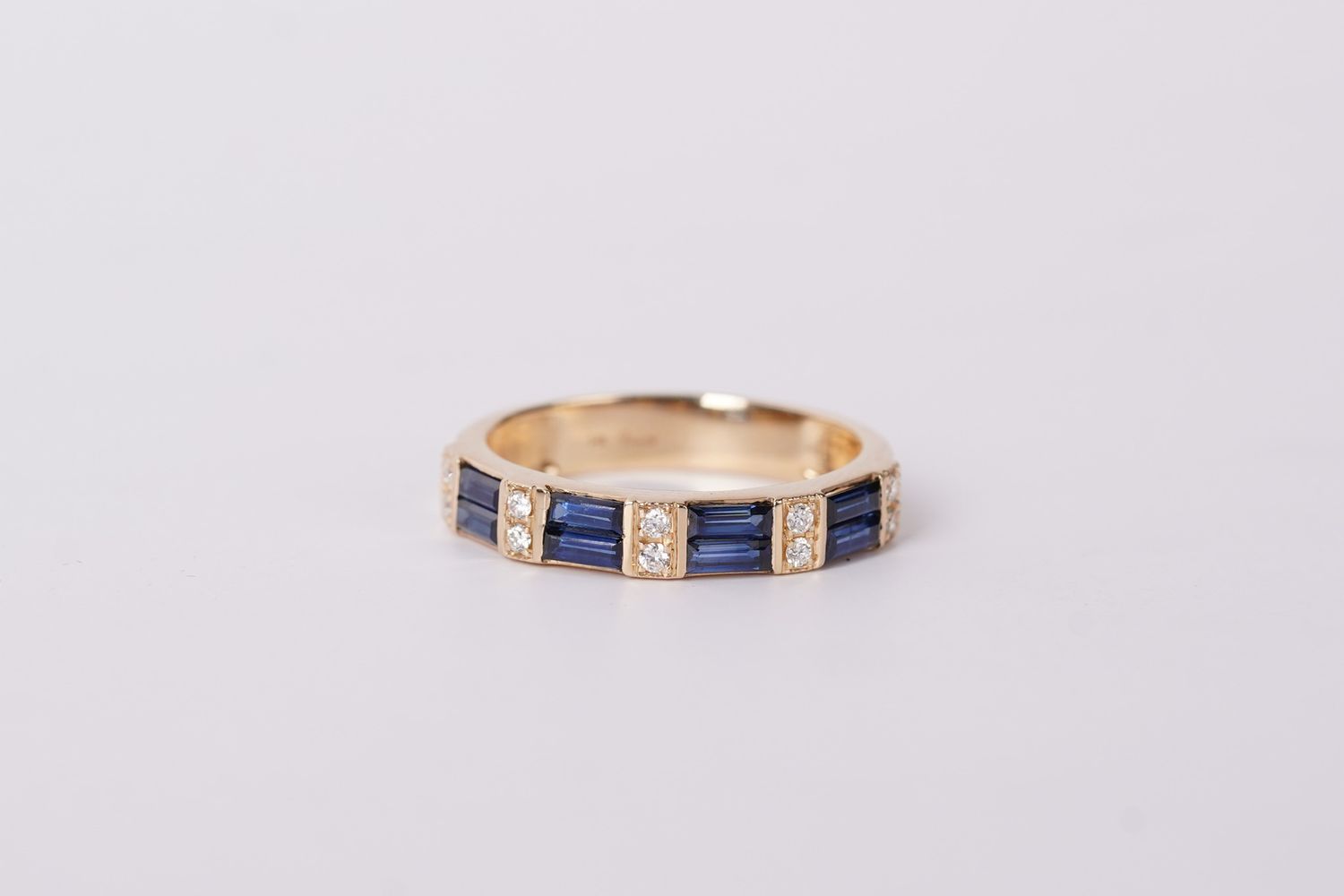 ENEX- 14KY 2.31g .99ctw Sapphire &amp; Diamond Stackable Band (size 6.75)