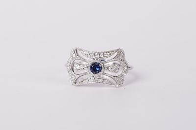 BDTX- 14KW 2.67g .50ctw (.22ctr) Sapphire &amp; Diamond Ring (size 6.75)