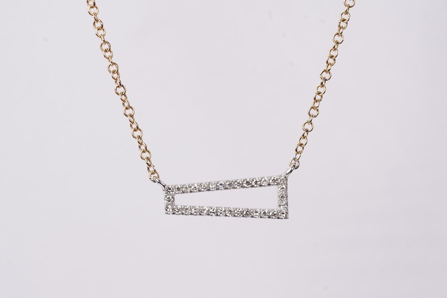 AEI- 14KWY 1.68g .07ctw Diamond Geometric Pendant 16-18&quot;