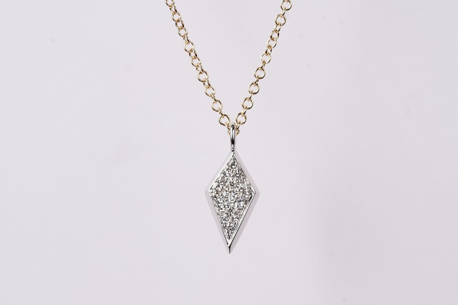 ADN- 14KWY 1.54g .06ctw Diamond Geometric Pendant 16-18&quot;