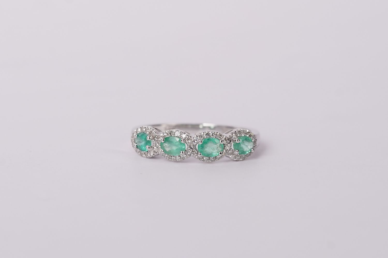 NALX- 14KW 2.18g .80ctw Emerald &amp; Diamond Stackable Band (size 7)