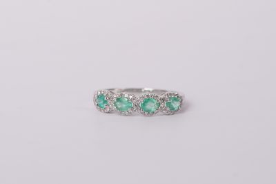 NALX- 14KW 2.18g .80ctw Emerald &amp; Diamond Stackable Band (size 7)