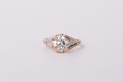RNTTX- 18KR 4.04g 2.29ctw (1.97ctr) J/SI1 European Diamond Engagement Ring (size 6.75)