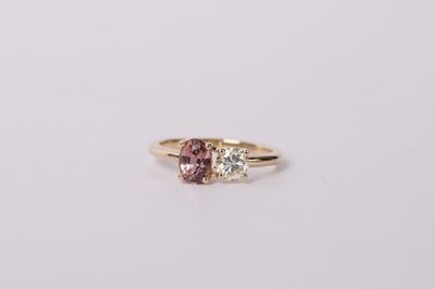VDTT- 14KY 2.81g 1.67ctw Sapphire &amp; Diamond Two Stone Fashion Ring (size 7)