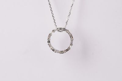 AAL- 10KW 2.3g .40ctw Baguette Diamond Circle Necklace 16-18&quot;
