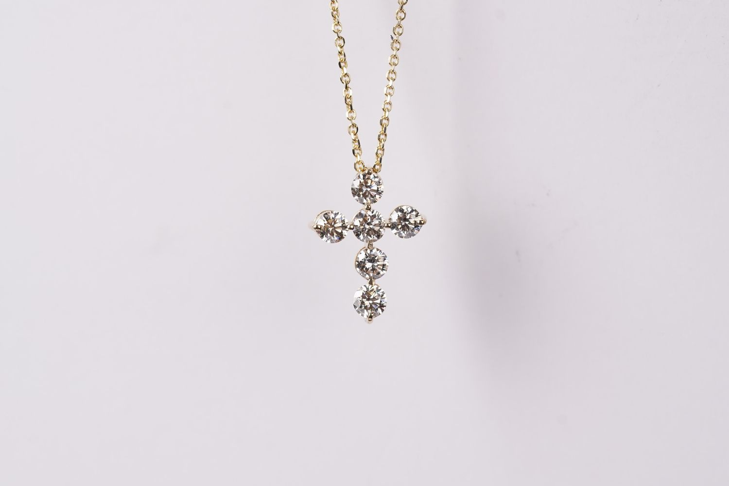IAEX- 14KY 2.89g .94ctw Diamond Cross Necklace 16-18&quot; IJ/SI1 rounds