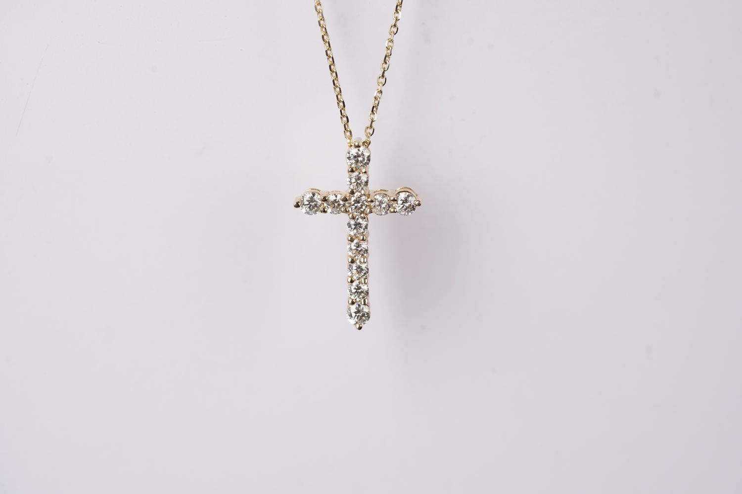 VRRB- 14KY 6.61g 1.94ctw Diamond Cross Necklace 16-18&quot;