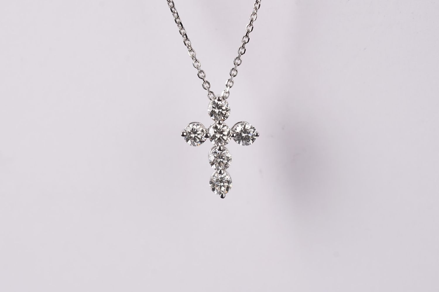 RTEX- 14KW 2.5g .73ctw Diamond Cross Necklace 16-18&quot;